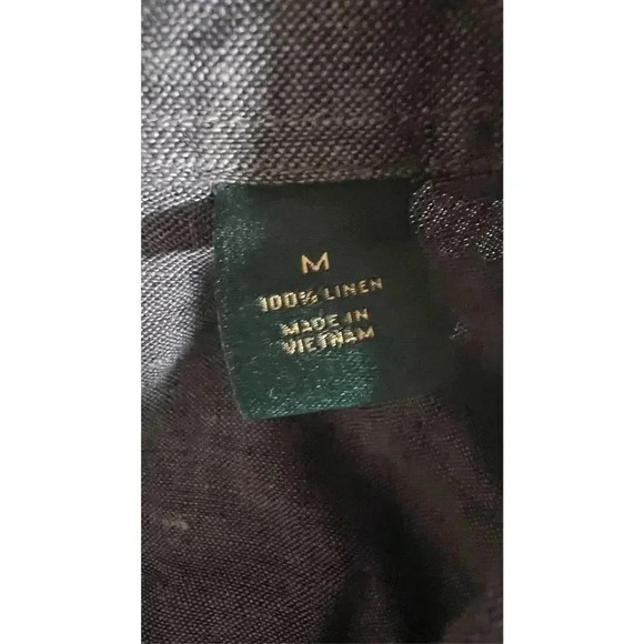 Perry Ellis Women’s Medium Blue 100% Linen Long Sleeve Button Down Shirt Top - Picture 6 of 8